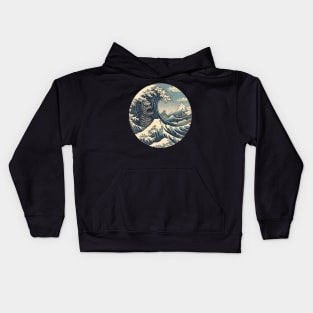 "The Great Wave of Bigfoot" - Sasquatch Kanagawa Design Kids Hoodie